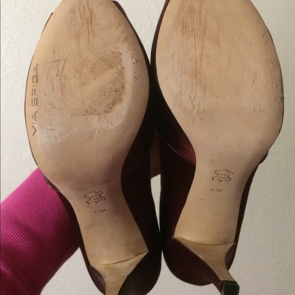 Gorgoeous VIA SPIGA burgundy Satin Velvet peep-toe - Picture 7 of 8